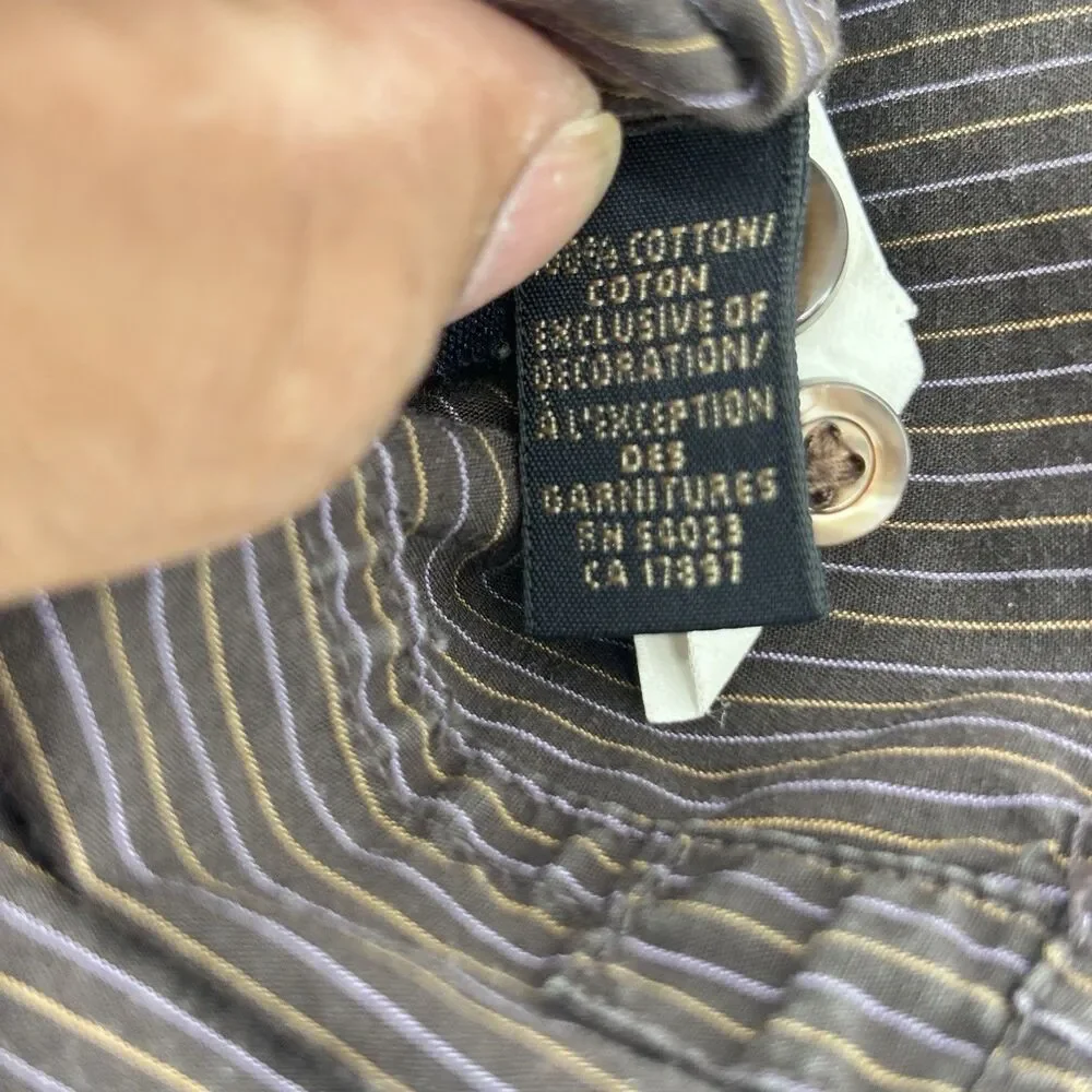 Banana Republic Men's S Brown Pinstripe Embroidered Cotton Shirt